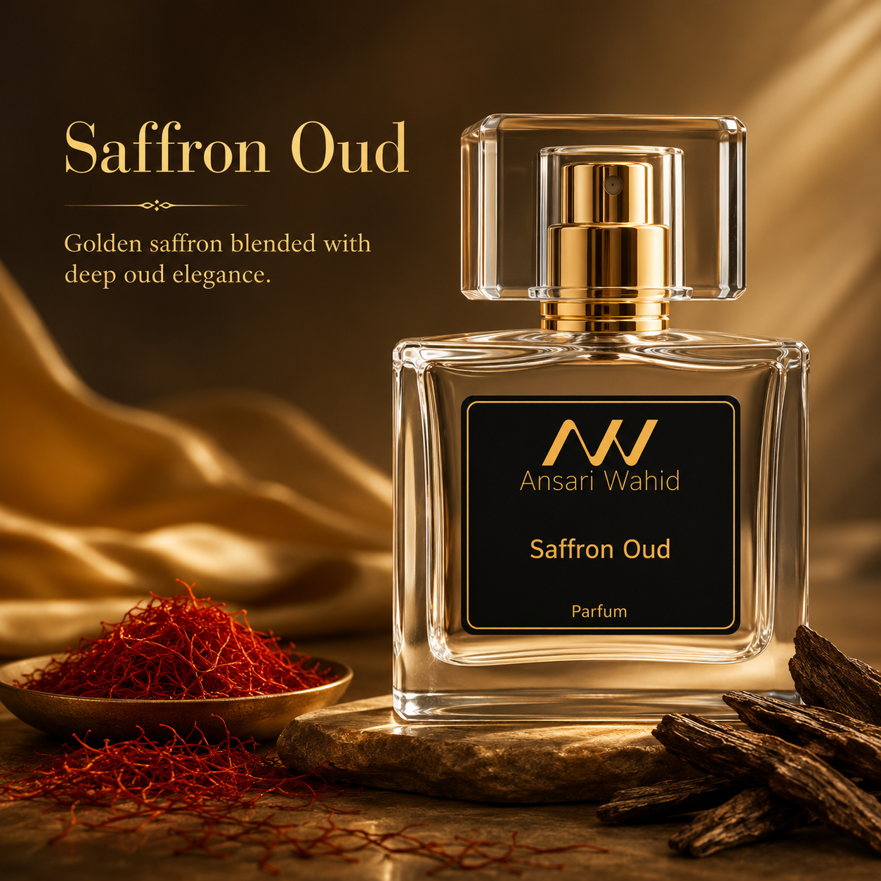 Saffron Oud perfume bottle